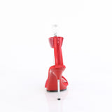 Fabulicious Chic-40 4.5 inch red rhinestone ankle cuff heel, back view of the heel