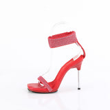 Fabulicious Chic-40 4.5 inch red rhinestone ankle cuff heel, side view of the heel