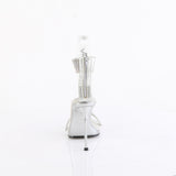 Fabulicious Chic-40 4.5 inch silver rhinestone ankle cuff heel, back view of the heel
