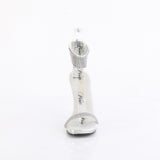 Fabulicious Chic-40 4.5 inch silver rhinestone ankle cuff heel, front view