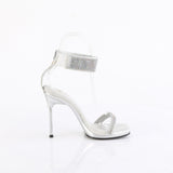 Fabulicious Chic-40 4.5 inch silver rhinestone ankle cuff heel, inside view