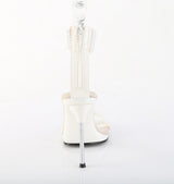 Fabulicious Chic-40 4.5 inch white rhinestone ankle cuff heel, back view of the heel