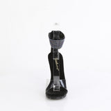 Fabulicious Chic-42 4.5 inch clear black rhinestone cuff stiletto sandal, front view