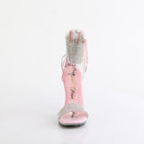 Fabulicious Chic-47 4.5 inch clear baby pink rhinestone ankle cuff sandal, front view