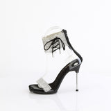 Fabulicious Chic-47 4.5 inch clear black rhinestone ankle cuff sandal, side view of the heel