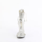 Fabulicious Chic-47 4.5 inch clear silver rhinestone ankle cuff sandal, front view