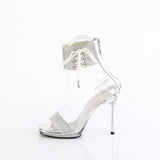 Fabulicious Chic-47 4.5 inch clear silver rhinestone ankle cuff sandal, side view of the heel