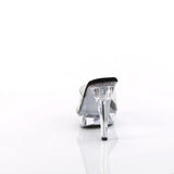 Fabulicious Cocktail-501 5 inch black clear platform slide, back view of the heel