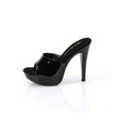 Fabulicious Cocktail-501 5 inch black platform slide, side view of the heel