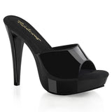Fabulicious Cocktail-501 5 inch black platform slide, three-quarter view on white