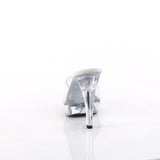 Fabulicious Cocktail-501 5 inch clear platform slide, back view of the heel