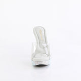 Fabulicious Cocktail-501DM 5 inch clear silver rhinestone-encrusted platform slide, front view
