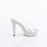 Fabulicious Cocktail-501DM 5 inch clear silver rhinestone-encrusted platform slide, inside view
