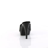 Fabulicious Cocktail-501L 5 inch black leather platform slide, back view of the heel