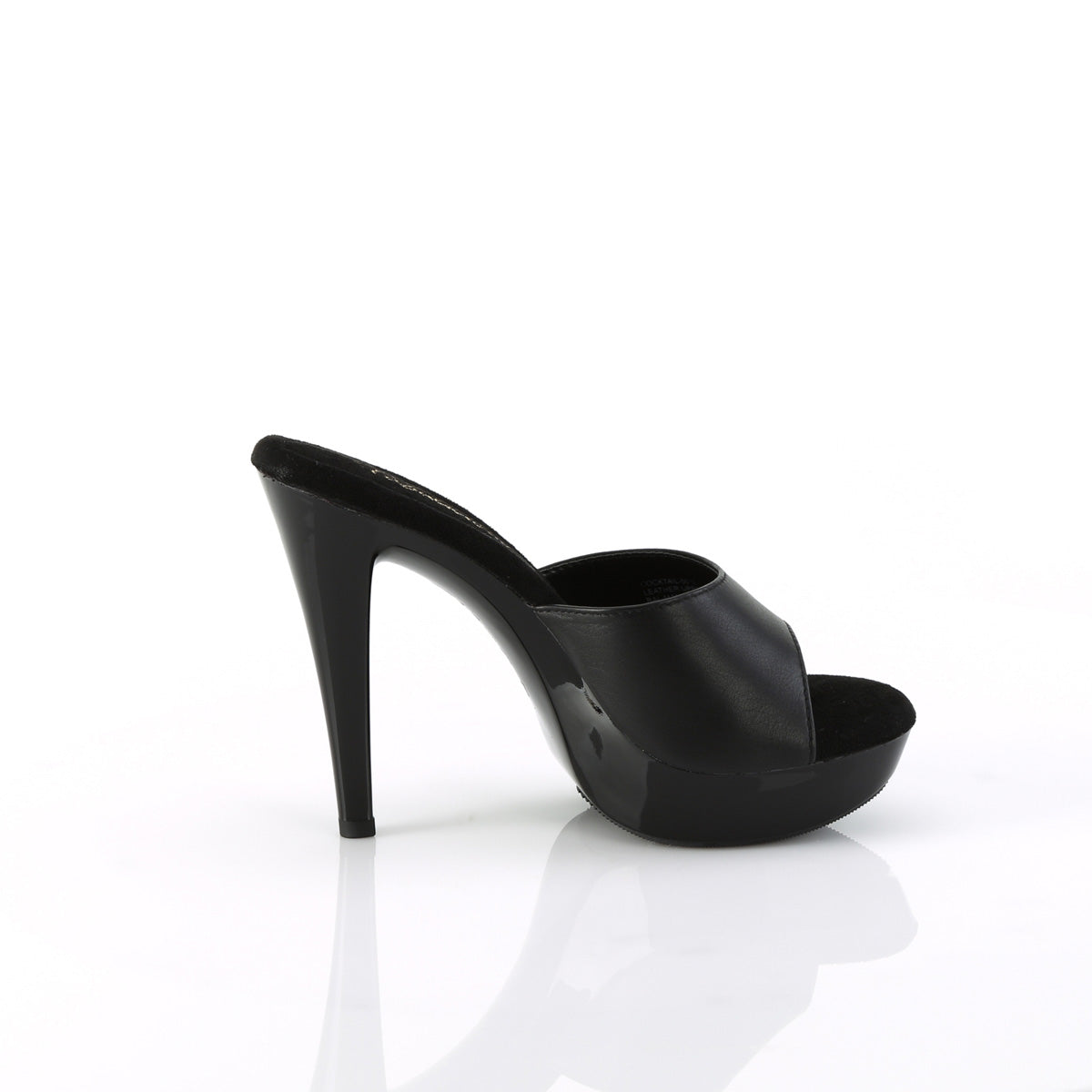 Fabulicious Cocktail-501L 5 inch black leather platform slide, inside view