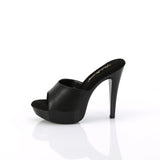 Fabulicious Cocktail-501L 5 inch black leather platform slide, side view of the heel