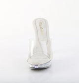 Fabulicious Cocktail-501RSI 5 inch clear silver rhinestone insert platform slide, front view