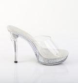 Fabulicious Cocktail-501RSI 5 inch clear silver rhinestone insert platform slide, inside view