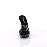 Fabulicious Cocktail-501SDT 5 inch clear black rhinestone studded platform slide, front view