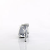 Fabulicious Cocktail-501SDT 5 inch clear rhinestone studded platform slide, back view of the heel