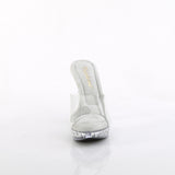Fabulicious Cocktail-501SDT 5 inch clear rhinestone studded platform slide, front view