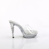 Fabulicious Cocktail-501SDT 5 inch clear rhinestone studded platform slide, inside view