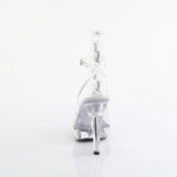 Fabulicious Cocktail-506 5 inch clear wrap ankle strap sandal, back view of the heel