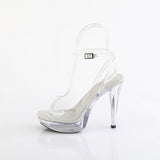 Fabulicious Cocktail-506 5 inch clear wrap ankle strap sandal, side view of the heel