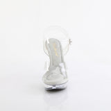 Fabulicious Cocktail-507 5 inch clear criss cross ankle strap sandal, front view