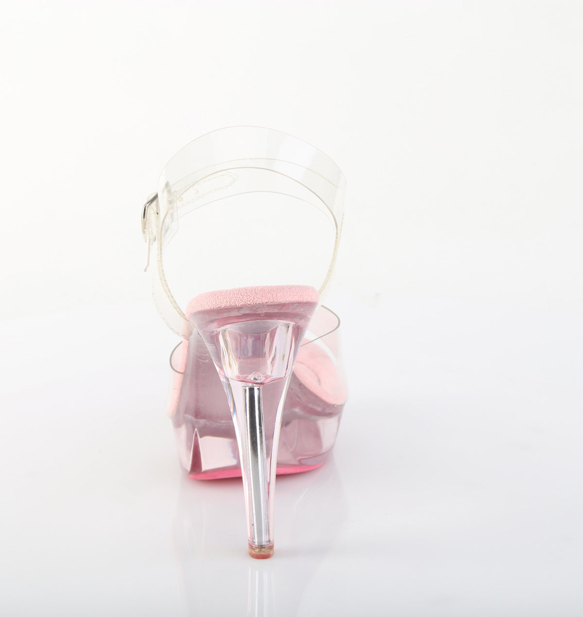 Fabulicious Cocktail-508 5 inch baby pink ankle strap sandal, back view of the heel