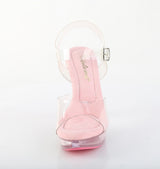 Fabulicious Cocktail-508 5 inch baby pink ankle strap sandal, front view