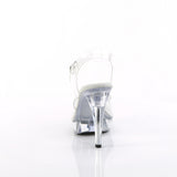 Fabulicious Cocktail-508 5 inch clear ankle strap sandal, back view of the heel