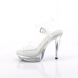 Fabulicious Cocktail-508 5 inch clear ankle strap sandal, side view of the heel