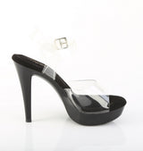 Fabulicious Cocktail-508 5 inch clear black ankle strap sandal, inside view