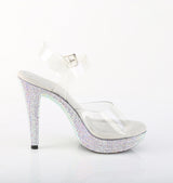 Fabulicious Cocktail-508DM 5 inch clear silver rhinestone-encrusted ankle strap sandal, inside view