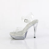 Fabulicious Cocktail-508MG 5 inch clear glitter platform ankle strap sandal, side view of the heel