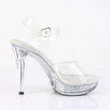 Fabulicious Cocktail-508RSI 5 inch clear silver rhinestone insert ankle strap sandal, inside view