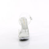 Fabulicious Cocktail-508SDT 5 inch clear rhinestone studded ankle strap sandal, front view