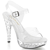 Fabulicious Cocktail-508SDT 5 inch clear rhinestone studded ankle strap sandal, three-quarter view on white