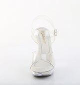 Fabulicious Cocktail-508SRSI 5 inch clear silver rhinestone heel ankle strap sandal, front view