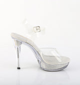 Fabulicious Cocktail-508SRSI 5 inch clear silver rhinestone heel ankle strap sandal, inside view