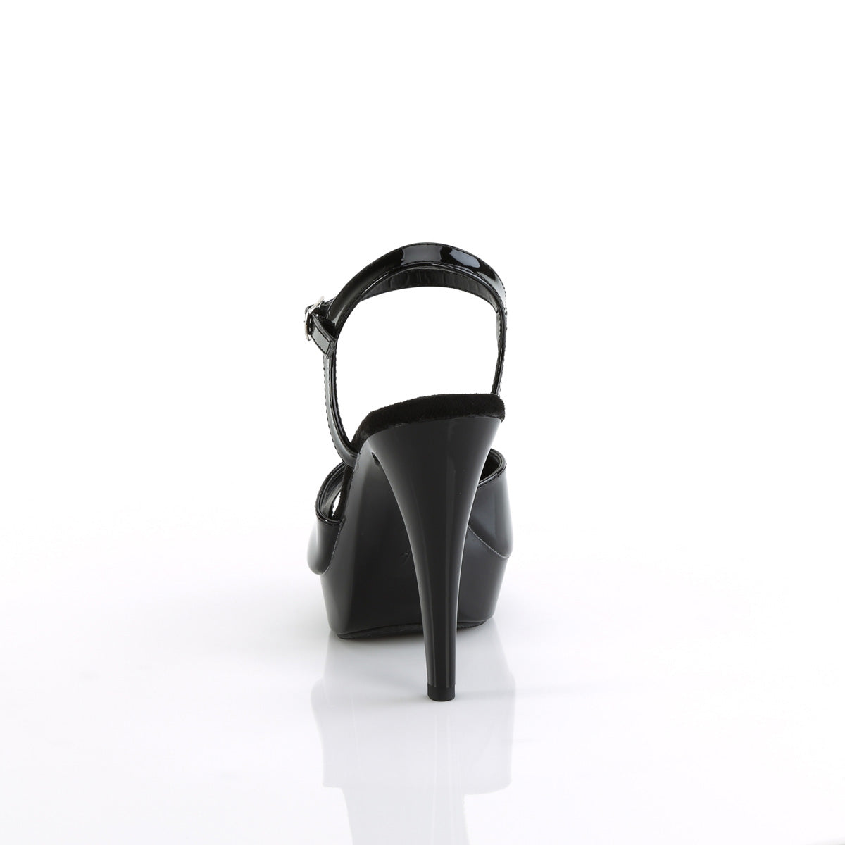 Fabulicious Cocktail-509 5 inch black ankle strap sandal, back view of the heel