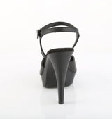 Fabulicious Cocktail-509 5 inch black faux leather ankle strap sandal, back view of the heel