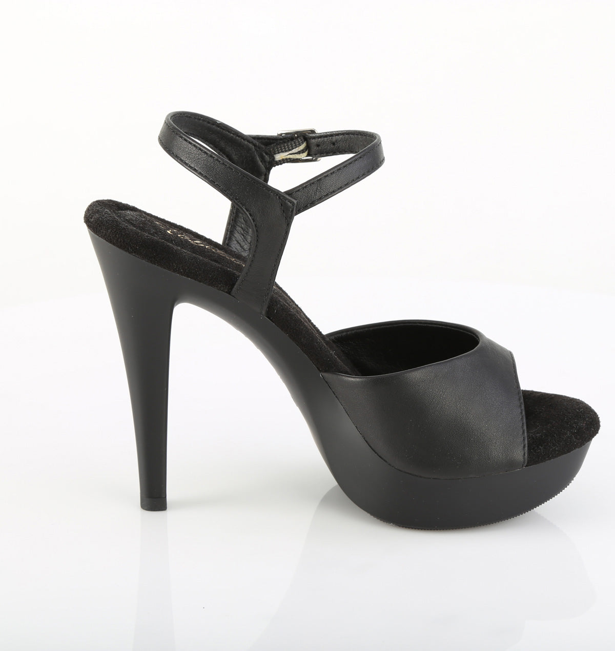 Fabulicious Cocktail-509 5 inch black faux leather ankle strap sandal, inside view