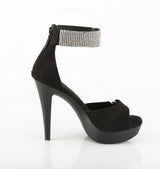 Fabulicious Cocktail-525 5 inch black faux suede rhinestone d'Orsay sandal, inside view
