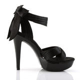 Fabulicious Cocktail-568 5 inch black satin criss cross bow back sandal, inside view