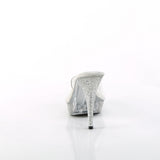 Fabulicious Elegant-401 4.5 inch clear rhinestone platform slide, back view of the heel