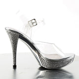 Fabulicious Elegant-408 4.5 inch clear silver chrome rhinestone platform ankle strap sandal, inside view