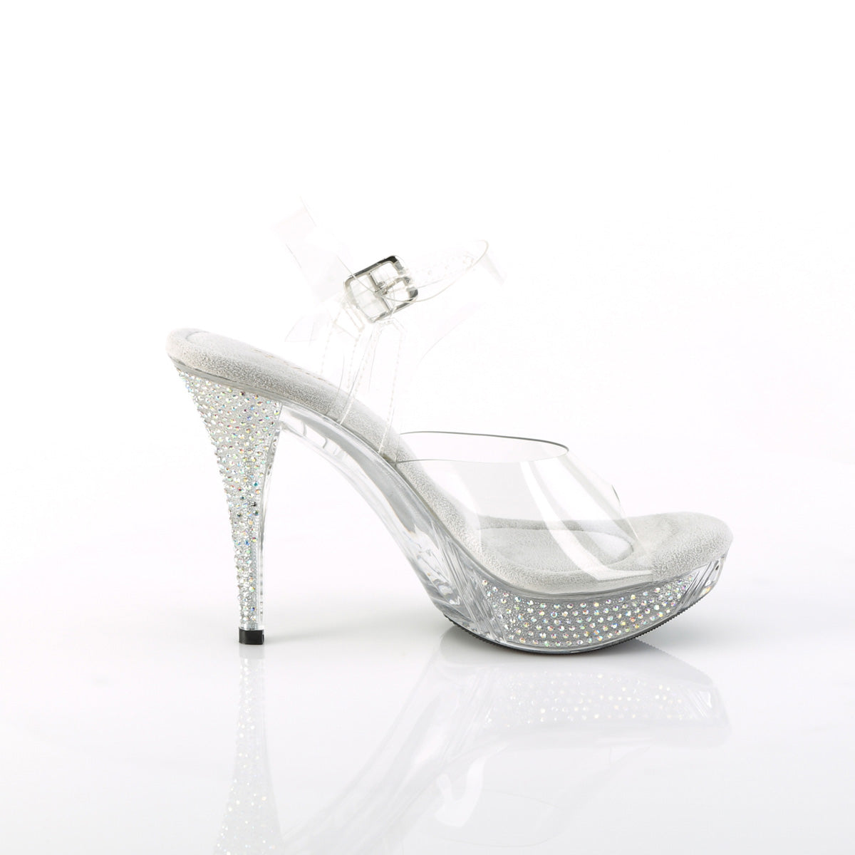 Fabulicious Elegant-408ABRS 4.5 inch clear AB rhinestone ankle strap sandal, inside view