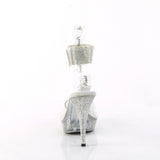 Fabulicious Elegant-442 4.5 inch clear rhinestone ankle cuff sandal, back view of the heel